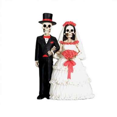 Skeleton Skull Couple Figurine Halloween Wedding Cake Topper